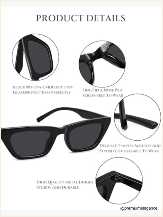 Retro Vintage-Chic Narrow Cat Eye Sunglasses UV400 Women